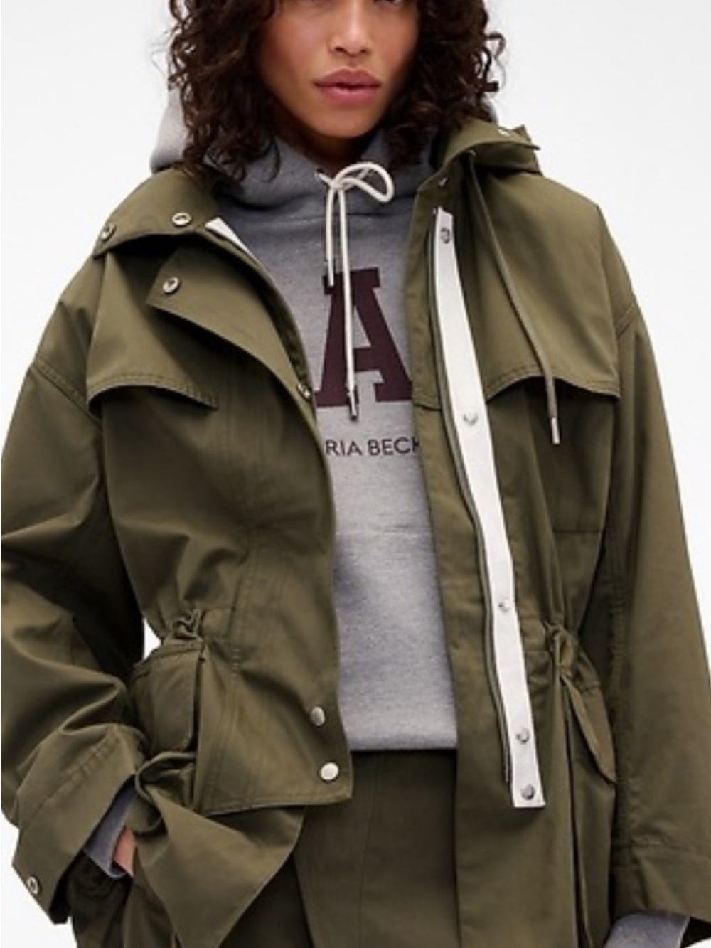 GAP x Victoria Beckham Olive Green Hooded Parka /Utility Jacket / S-M/ NWT